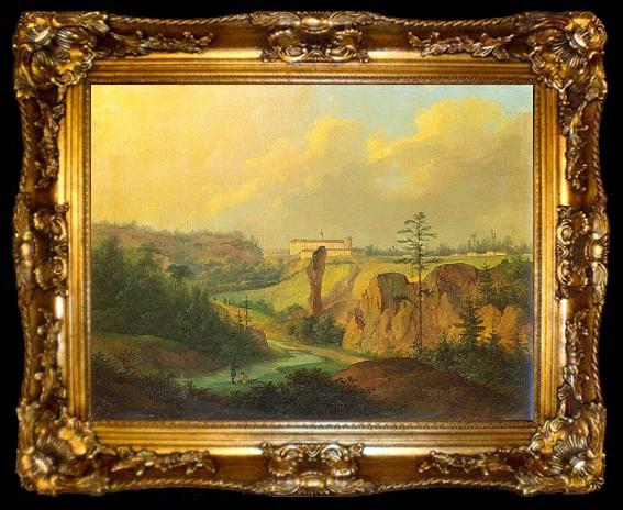 framed  Antoni Lange View from Ojcow - View of Pieskowa Skala Castle., ta009-2